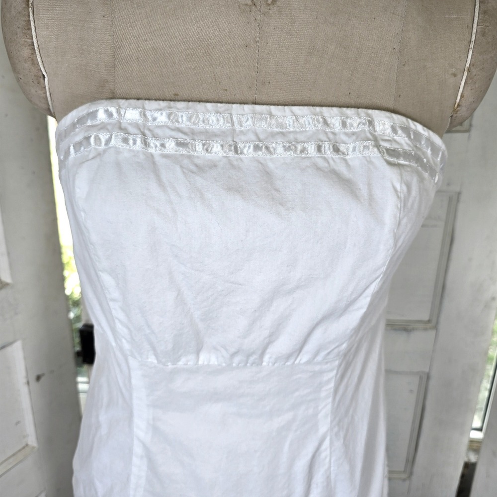 BMOSS white strapless dress with eyelet and ribbon 8 - Picture 2 of 6